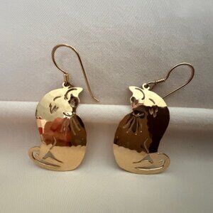 Gold Kitty Cat Outline Earrings